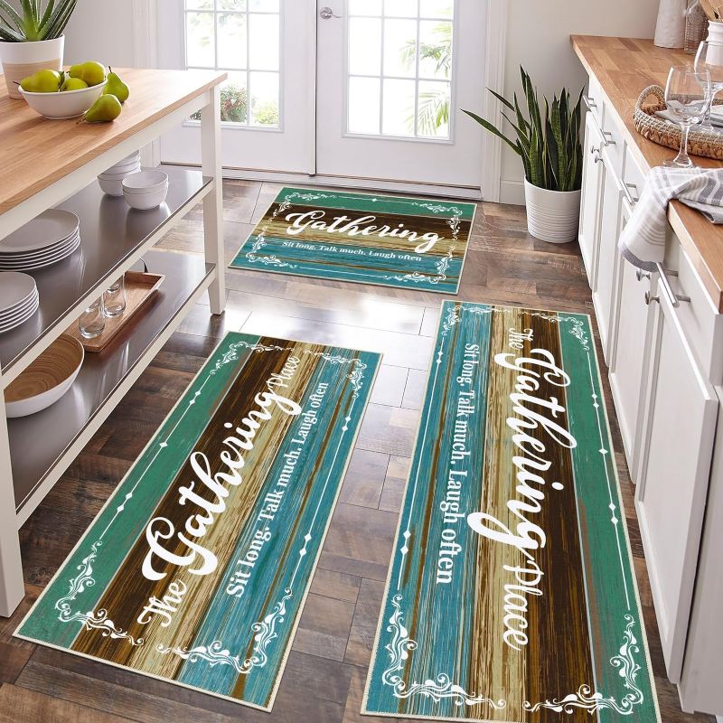 Photo 1 of HEBE Farmhouse Kitchen Rug Sets 3 Piece with Runner Non Slip Washable Kitchen Mats for Floor Kitchen Rugs and Mats Kitchen Floor Carpet Runner Rug for Hallway Entryway Laundry Room https://a.co/d/6j8YqN4