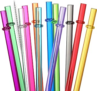 Photo 1 of 24 PCS, Reusable Straws with 4 Brushes, 10.5" Long Tritan Hard Plastic Straws, 12 Colors Translucent Replacement Drinking Straws for 16OZ-32 OZ Tumblers, Cups, Jars, Stanley, YETI, Starbucks, BPA Free
