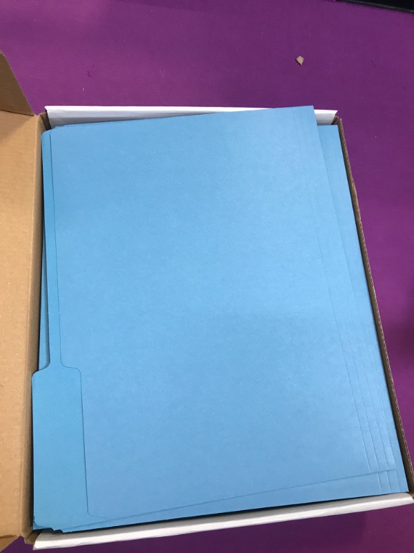 Photo 2 of File Folder, 1/3 Cut Tab, Letter Size, Blue , Great for Organizing and Easy File Storage, 100 Per Box