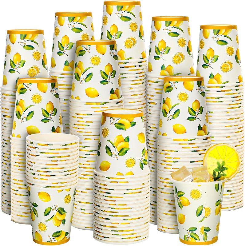 Photo 1 of 1500 Pcs Lemon Cups Paper 8 oz Paper Cups Cartoon Disposable Paper Cups Bathroom Mouthwash Drinking Disposable Cups for Summer Party Picnics Barbecues Traveling Hot Cold Beverage Coffee Water Juice
