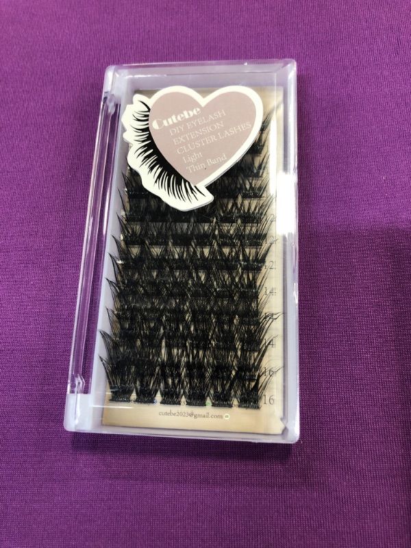 Photo 2 of  Cutebe Lash Clusters 72 Pcs Individual Lashes D Curl Mix 8-16mm Cluster Lashes Natural Look False Eyelashes Super Thin Band Reusable Soft DIY Lash Extension at Home 