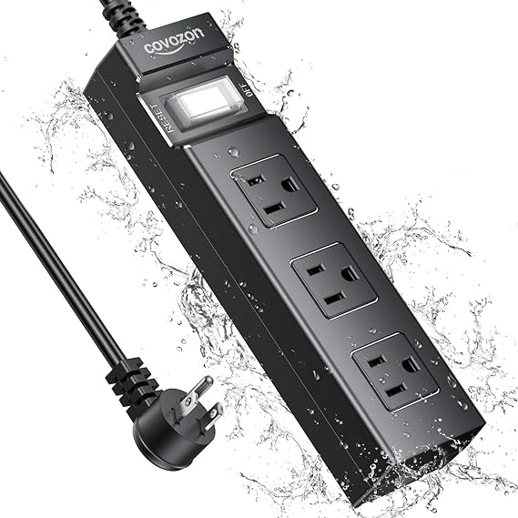Photo 1 of Covozon Power Strip Surge Protector Waterproof, Fire-Resistance, Flat Outlet Extension Cord with USB Ports, Dorm Room Essentials, FCC UL Listed