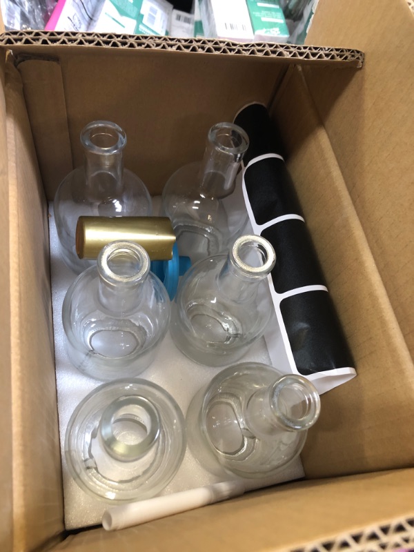 Photo 2 of  Set of 6 Glass Bottles, 12 oz Clear Liquor Bottles, Heavy Base Glass Bottles with T-Top Cap, Vodka Bottles for Wine Beverages Drinks Oil Vinegar Kombucha Beer with Cork Stopper Airtight Lid