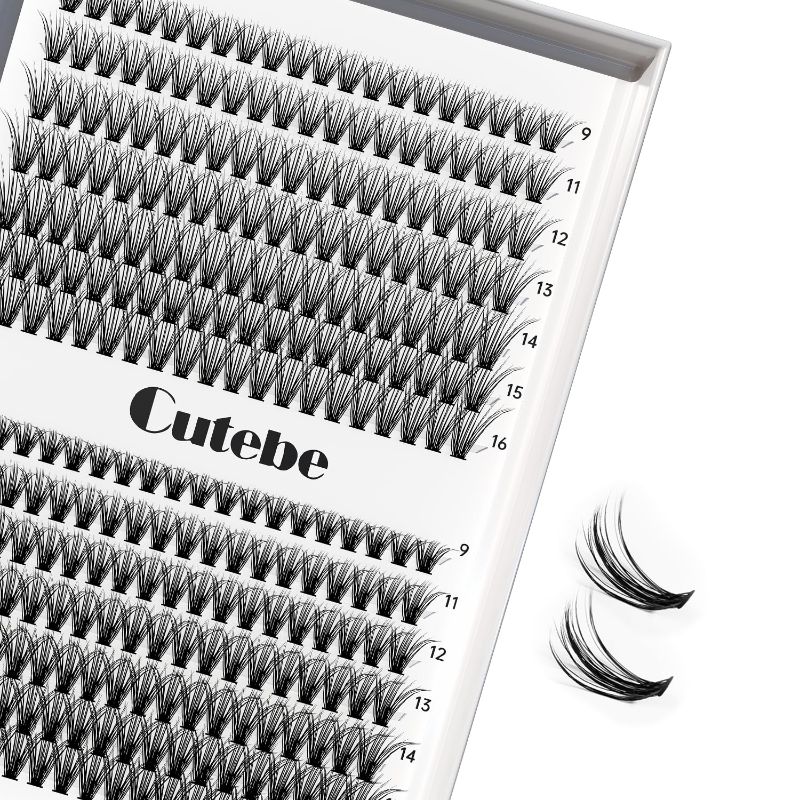 Photo 1 of Cutebe Lash Clusters 280 Pcs Individual Lashes 0.07mm 30D+40D D Curl Mix 9-16mm Eyelash Extension Natural Look False Eyelashes Thin Band Reusable DIY Lash Extension at Home (30D+40D-0.07D,9-16 MIX)