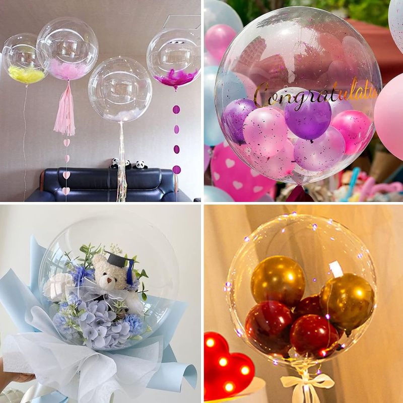 Photo 1 of RUBFAC Bobo Balloons 12pcs, 36 Inch Bubble Balloons Clear Bobo Balloons, Large Transparent Balloon for Stuffing Wedding Birthday Party Decorations