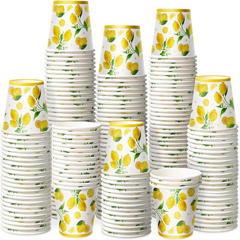 Photo 1 of 1500 Pack 3oz Paper Cups, Disposable Bathroom Cups, Mouthwash Cups Bulk, Mini Drinking Cups for Bathroom, Parties, Picnics, Barbecues, Traveling and Events, 88.75ml (Lemon)