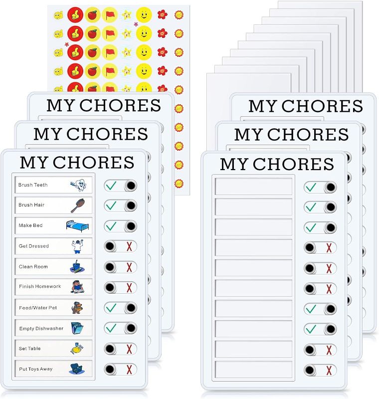Photo 1 of Chore Chart Memo Checklist Board, 6 Pcs Daily to Do List Chores Chart Planning Boards, Detachable Plastic Checklist Task Board Slider for Multiple Kids Adults Home Travel Reminder Tool (My Chores)