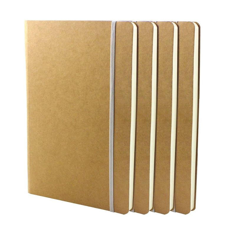 Photo 1 of 4 Pack 8.26”x5.5” A5 Blank Journal Notebook, Blank NoteBook with Elastic Closure, Blank Sketch Notebooks Subject Notebooks Planner for Travelers, Students - 200 Blank Pages/100 Sheets