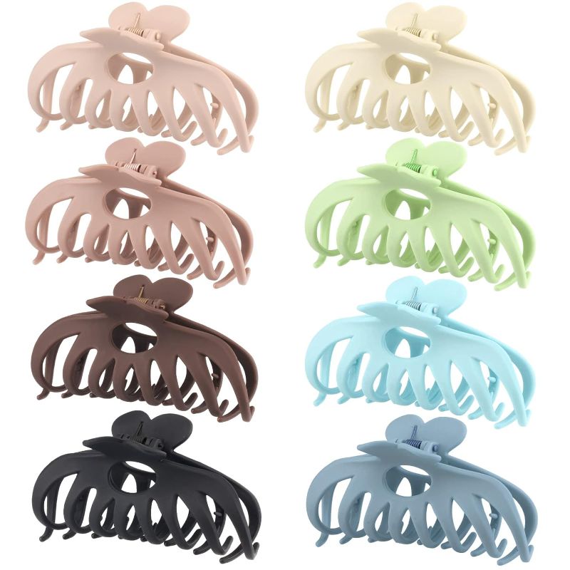 Photo 1 of Hair Clips for Women 4.3 Inch Large Hair Claw Clips for Women Thin Thick Curly Hair, Big Matte Banana Clips,Strong Hold jaw clips,Neutral and Light Colors see 2nd photo