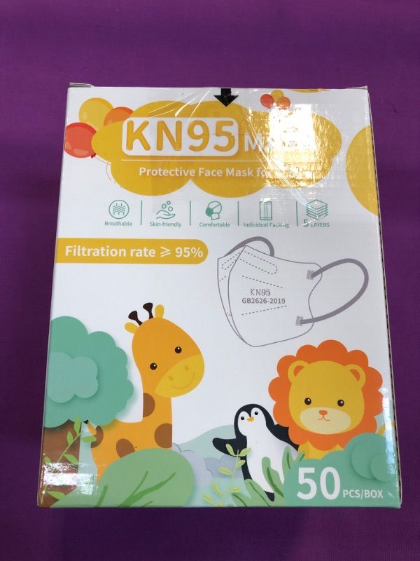 Photo 2 of FENFEN Kids KN95 Face Mask Disposable - Children KN95 Masks Small Size 5 Layer Protection Breathable Dust with Elastic Earloops Girls Boys 10 Colors 50 Pack Individually Wrapped Mascarillas