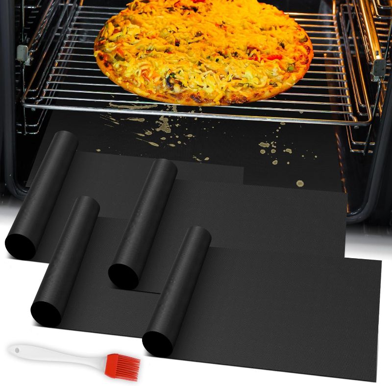 Photo 1 of 4Pack Oven Liners for Bottom of Electric Gas Oven, 23.6"x 15.7" Thick Heavy Duty Nonstick Teflon Oven Mat, Heat Resistant Grill Baking Mats Outdoor Easy to Clean Gas Stove Liners, BPA & PFOA Free