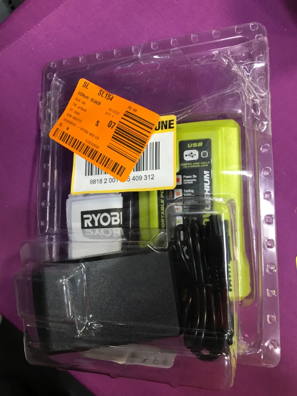 Photo 1 of Ryobi 1004-040-931 40 Volt Compact Wired Lithium-Ion Battery Charger with USB Port