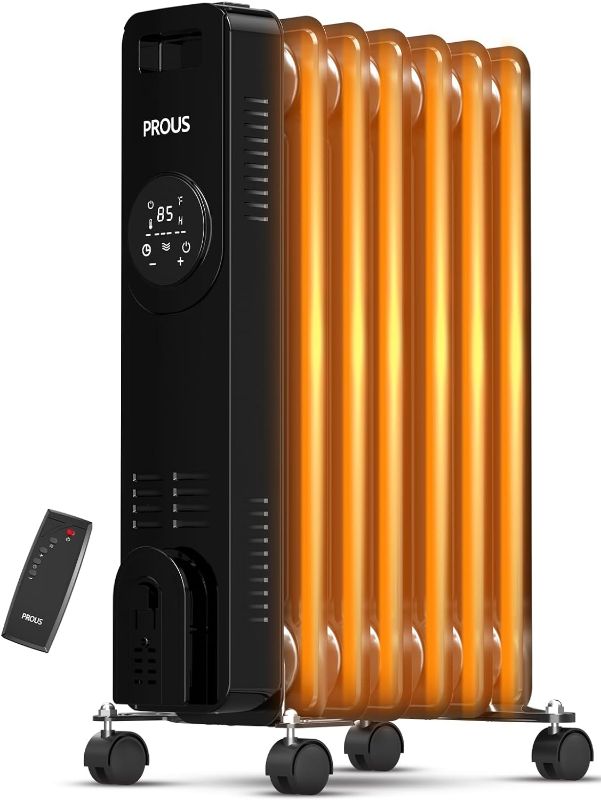 Photo 1 of PROUS Radiator Heater, Oil Filled Heaters for Indoor Use with Thermostat, 1500W Space Heater with Remote, Eco Mode, 1-24H Timer, Quiet Heating, Portable Electric Heater for Room Home Bedroom Office
