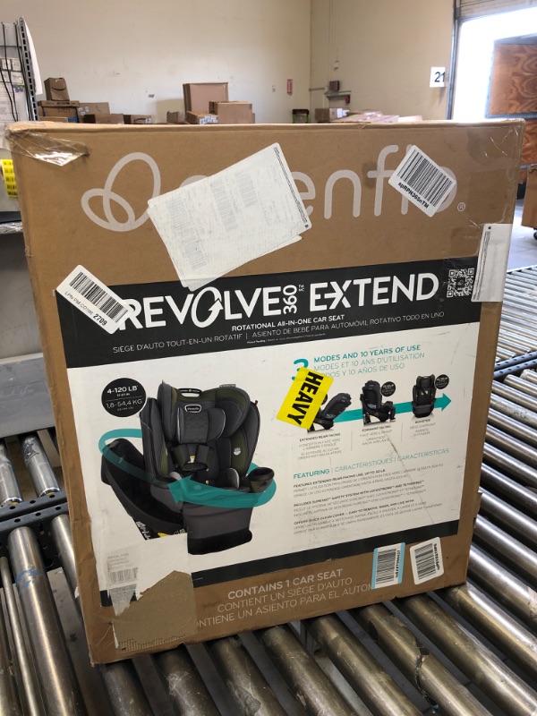 Photo 3 of Evenflo Revolve360 Extend All-in-One Rotational Car Seat with Quick Clean Cover (Rockland Green) Revolve Extend Quick Clean Cover Rockland Green