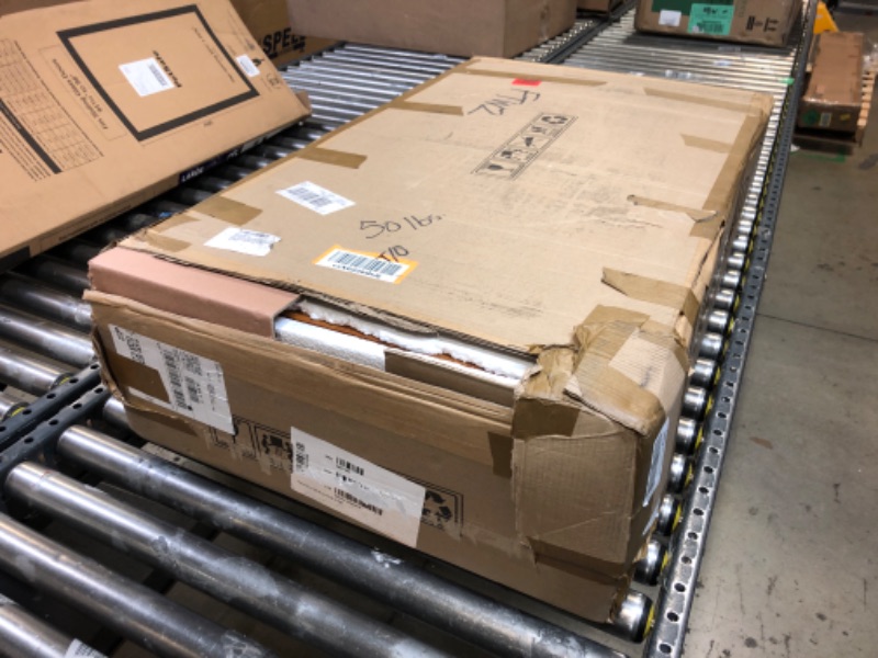 Photo 1 of Mid-Century Modern Computer Desk / 35.75"W / Study Writing Table for Home Office / Solid Wood / Natural Variations of Wood Grains / One Drawer / Partial Assembly, Castanho Brown