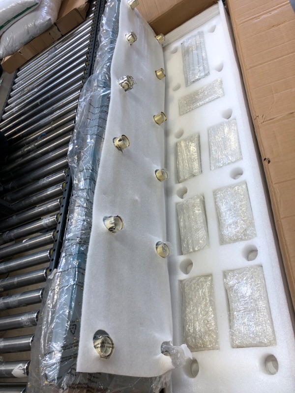 Photo 1 of Siljoy 12-Lights Modern Gold Chandeliers, Rectangular K9 Crystal Chandelier Lighting, Contemporary Flush Mount Pendant Light Fixture for Dining Room, Kitchen Island, 47 Inch 47''(12-Lights)