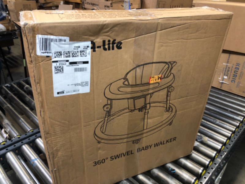 Photo 1 of Baby Walker, Foldable 9-Gear Height Adjustable Baby Walker with Wheels, Infant Toddler Walker with Foot Pads, Anti-Fall Baby Walkers and Activity Center Bouncer Combo for Boys and Girls 6-24 Months
