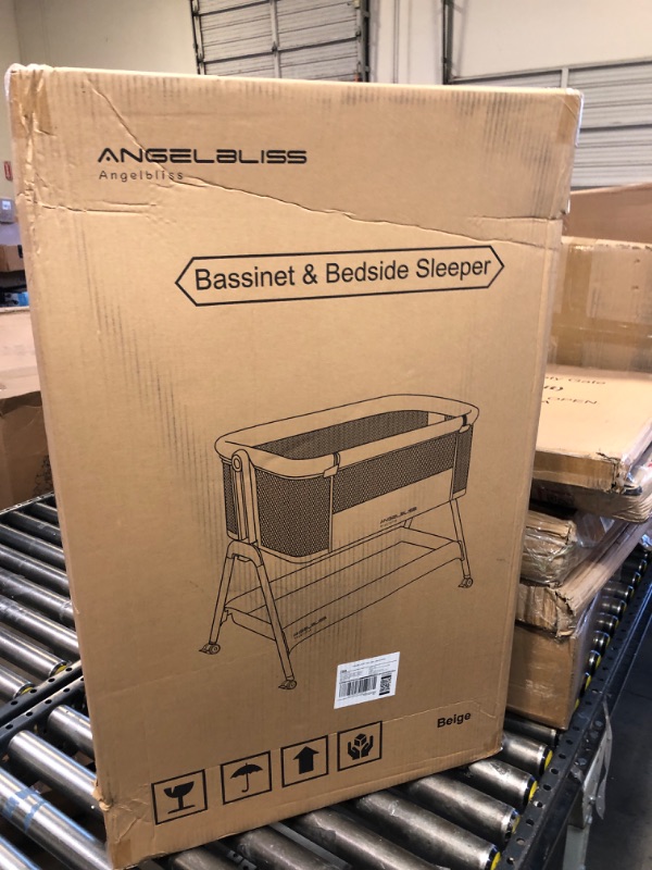 Photo 1 of ANGELBLISS Baby Bassinet Bedside Sleeper, Easy Folding Portable Bassinet for Baby with Wheels, Adjustable Height, Included Mattress