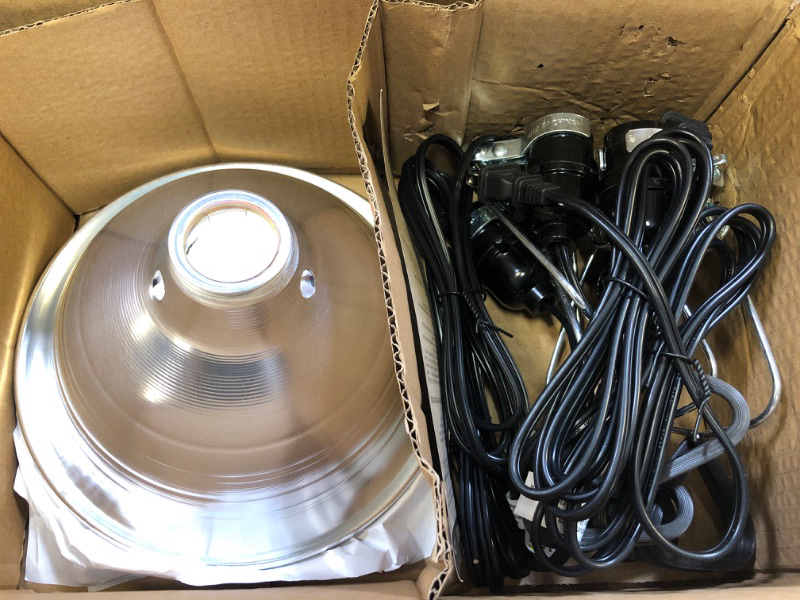 Photo 1 of Simple Deluxe Clamp Lamp Light with 8.5 Inch Adjustable Aluminum Reflector and 6 Feet Cord, up to 150W E26 Socket (no Bulb Included), Silver and Black, 4 Pack 4 Count (Pack of 1)