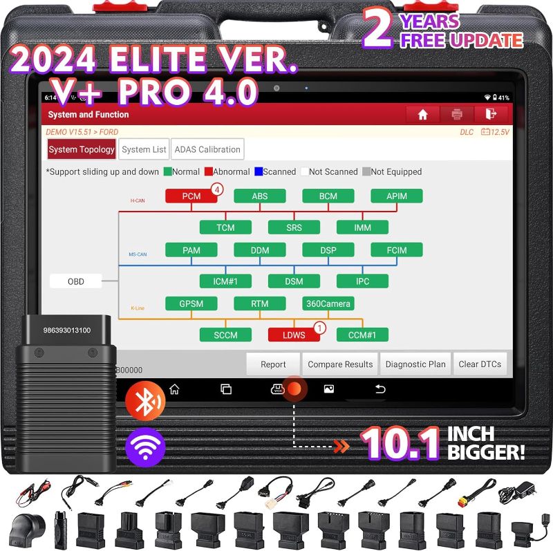 Photo 1 of LAUNCH X431 V+ PRO 4.0 2024 Elite Scan Tool, Topology Mapping, 10.1 Inch Bigger Car Scanner, Work for HD Trucks, Global Version, ECU Online Coding & 37+ Services, 2-Year Free Update, AutoAuth FCA SGW
