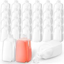 Photo 1 of 24 Pack Mini Milk Jugs Plastic Gallon Jugs with Caps Water Juice Milk Jug Empty HDPE Soda Bottles Gallon Containers for Liquids Smoothies Tea(White, 32 oz)
