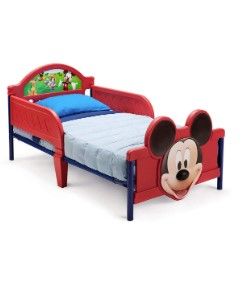 Photo 1 of Delta Children 3D-Footboard Toddler Bed, Disney Mickey Mouse Twinkle Galaxy Dual Sided Recycled Fiber Core Toddler Mattress (Bundle) Mickey Mouse Bed 