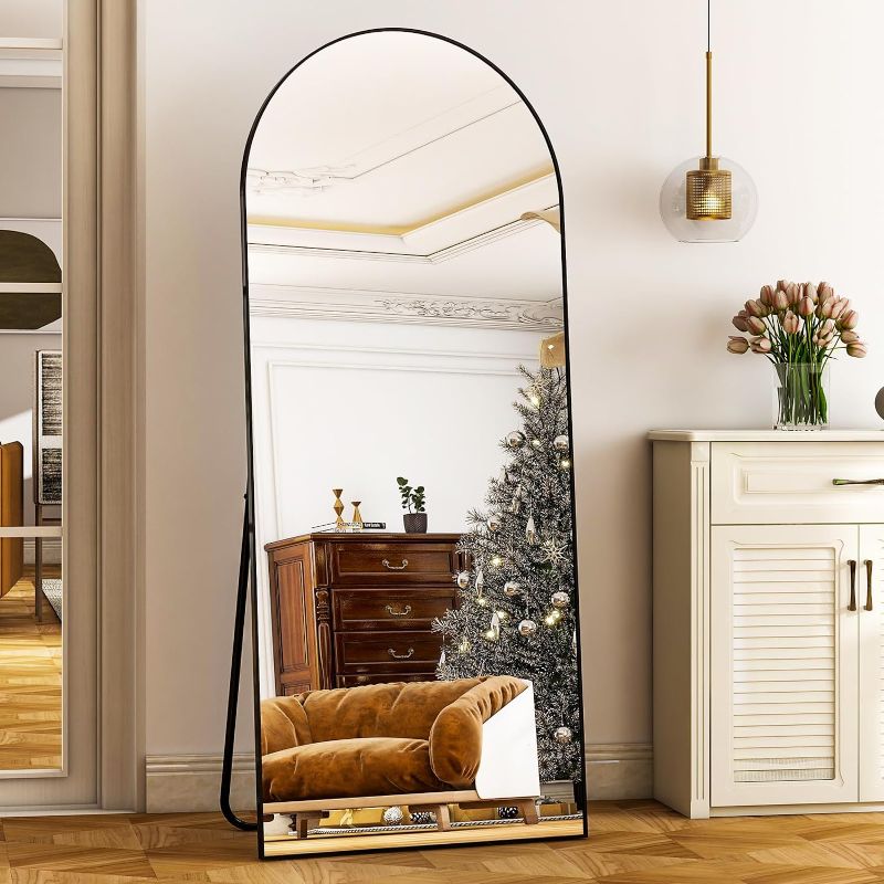 Photo 1 of BEAUTYPEAK Full Length Mirror, 71"x28" Standing Hanging or Leaning Against Wall Floor Mirrors Body Dressing Wall-Mounted for Living Room, Bedroom with Aluminum Alloy Thin Frame, Black Black 28x71