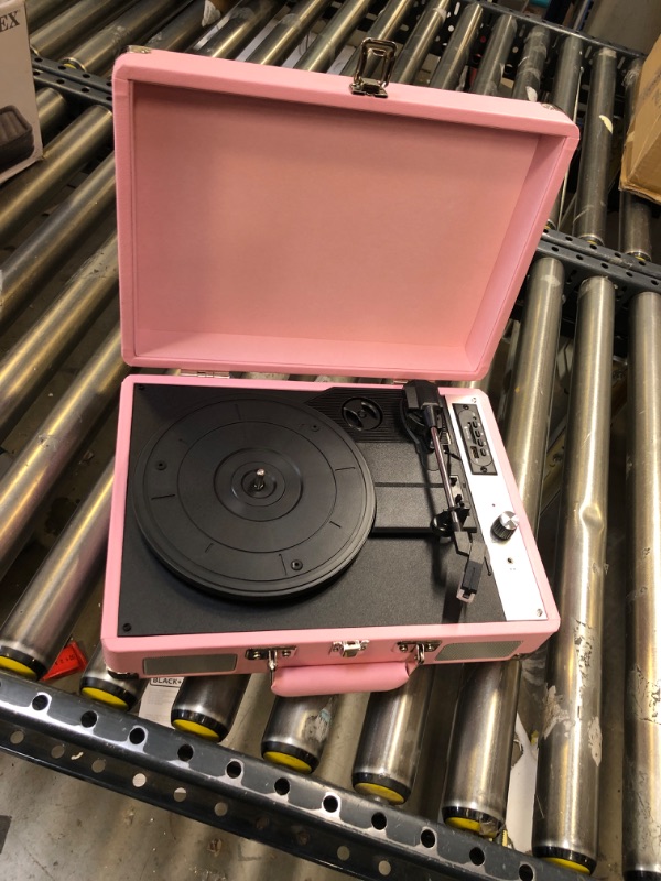 Photo 2 of Vinyl Record Player with Built-in Stereo Speakers,Bluetooth Turntable, 3-Speed Portable LP Vinyl Player with USB Playback | SD Card Playback | RCA | AUX Input | Headphone Jack, Vintage Turntable Pink