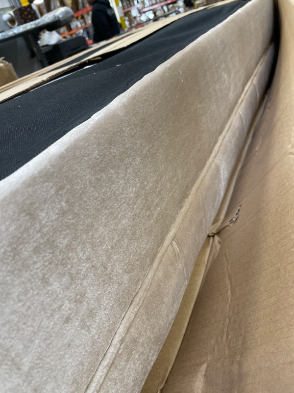 Photo 3 of 24KF Champagne Color Velvet Upholstered Bolster Bench with Button-Tufted,Large Size Bedroom Bench,Padded Seat Bed Bench with armrests-5061-Champagne Bench with armrests Champagne