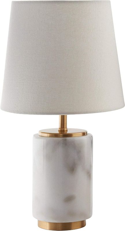 Photo 1 of Amazon Brand - Rivet Mid Century Modern Marble and Brass Table Decor Lamp With LED Light Bulb, 14 Inches, White

