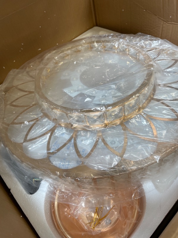 Photo 2 of Morpholife Crystal Ceiling Fan With Lights Remote Control, Modern LED Chandelier Fan, Indoor Elegant Fandelier with 5 Reversible Blades Home Decoration Living Room Bedroom (48" Rose Gold)