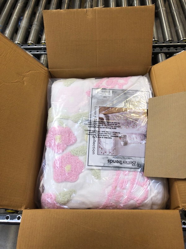 Photo 1 of Better Trends 100% Cotton Chenille Bedspreads Queen Size, Bloomfield Collection Floral Design Bed Cover in Rose - Tufted Cotton Bedspreads, Lightweight Bedspreads & Coverlets Queen Bedspread Rose