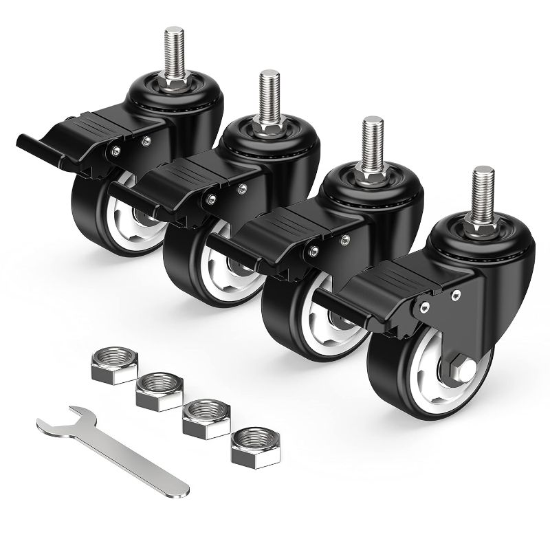 Photo 1 of Caster Wheels 3 inch Total Locking Stem Casters, 3/8" -16 x 1" (Stem Diameter 3/8", Stem Length 1") Threaded Stem Casters Swivel Casters Set of 4 Heavy Duty Castors Black
