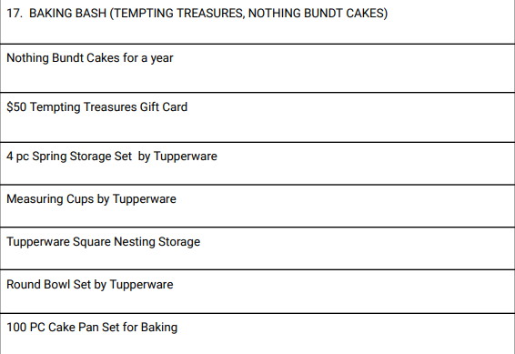 Photo 2 of BAKING BASH (TEMPTING TREASURES, NOTHING BUNDT CAKES)