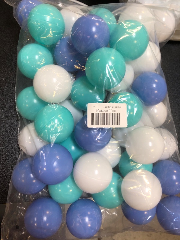 Photo 2 of Ball Pit Balls for Kids - Plastic Balls for Ball Pit, Play Balls for & Playhouse Childrens Toy, Ocean Balls Include a Net Bag 50pcs White&Blue&Green