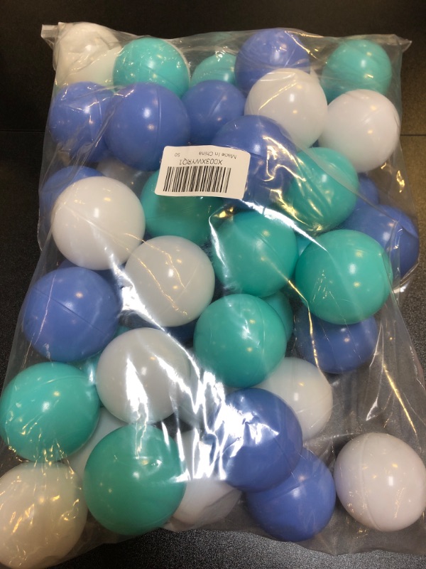 Photo 2 of Ball Pit Balls for Kids - Plastic Balls for Ball Pit, Play Balls for & Playhouse Childrens Toy, Ocean Balls Include a Net Bag 50pcs White&Blue&Green