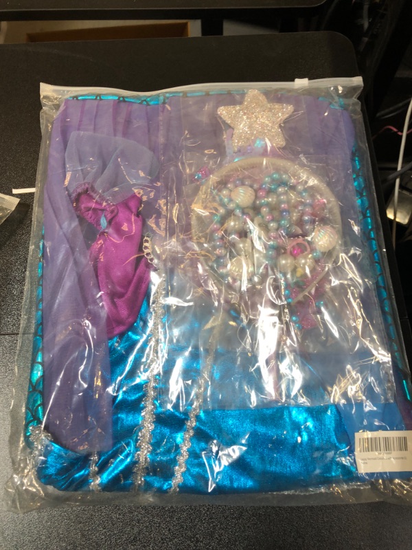 Photo 2 of Mermaid Costume for Girls, Halloween Little Mermaid Costume for Girls for Girls with Accessories (L)