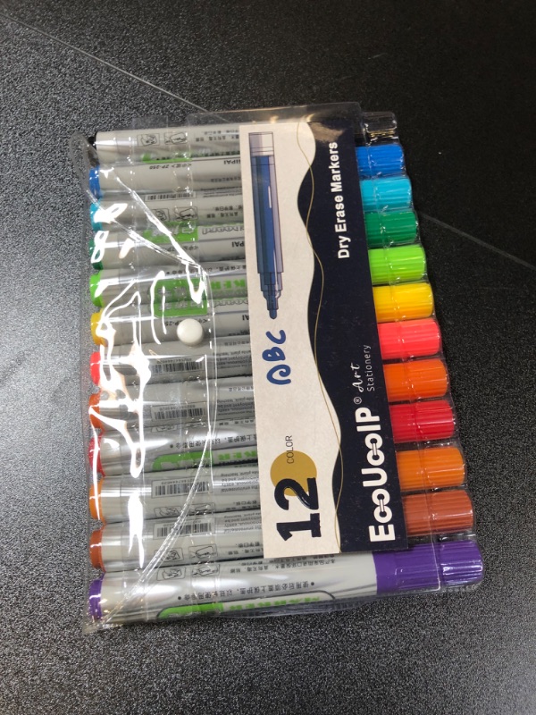 Photo 2 of EooUooIP Dry Erase Markers Bullet Tip, White Board Markers Dry Erase, 12 Assorted Colors Low Odor Whiteboard Markers, Colored Dry Erase Markers, School And Office Supplies