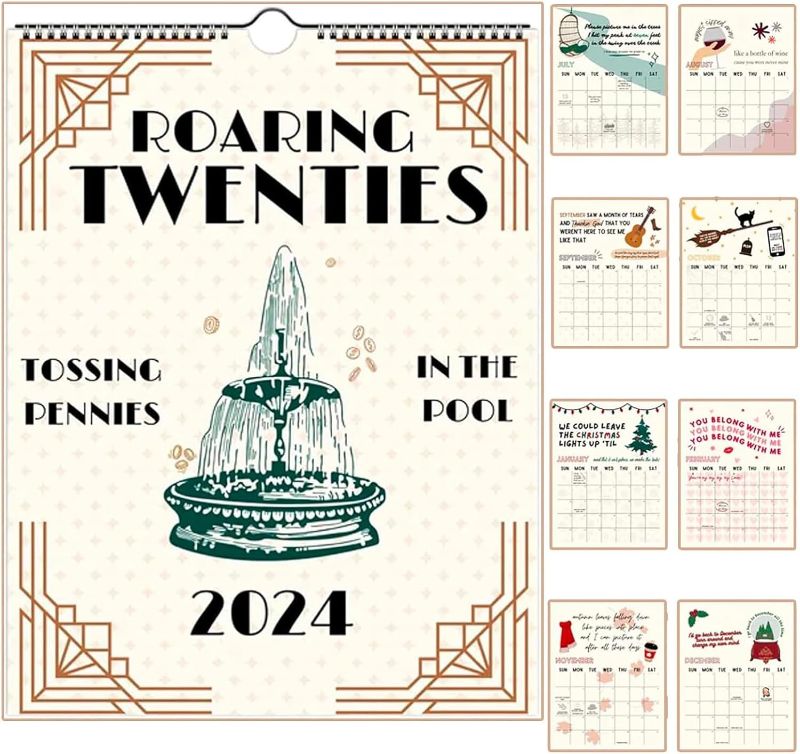 Photo 1 of 2024 Roaring Twenties Calendar Wall Calendar, 2024 Lyric Calendar TS Roaring Twenties Taylor Calendar, 2024 TS Lyrics Calendar, 12 Monthly Calendar Planner, Music Lover Gifts,(Aimeryup-1220)
 3 PA\CK 