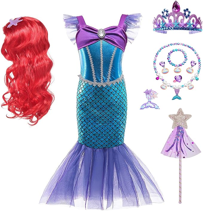 Photo 1 of Mermaid Costume,Mermaid Princess Dress,Mermaid Dress Up, Mermaid Cosplay Party Dress with Accessories
 110 