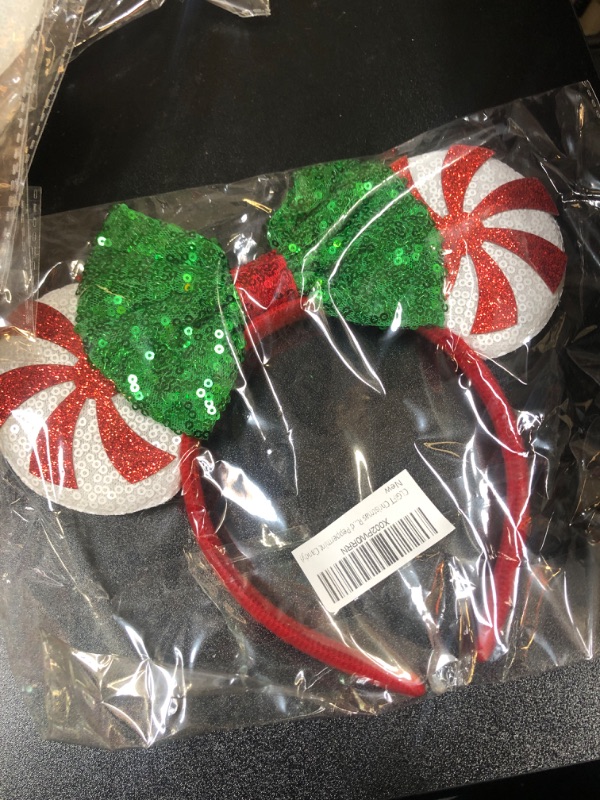 Photo 2 of CLGIFT Christmas Red Peppermint Candy Minnie Ears