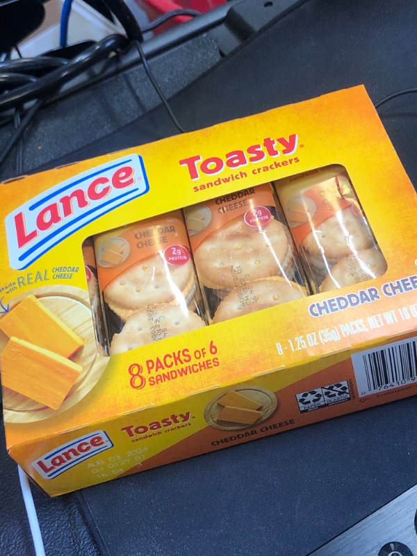 Photo 2 of Lance Sandwich Crackers, Toasty Cheddar, 8 Individually Wrapped Packs, 6 Sandwiches Each 08-03-24 