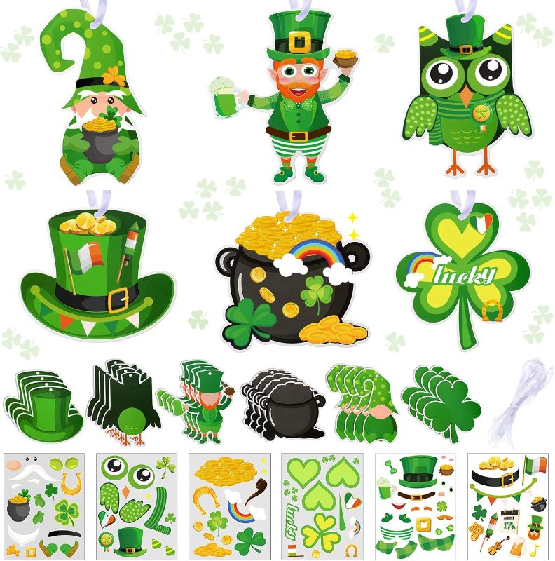 Photo 1 of 48 Sheets St. Patrick's Day Craft Supplies Shamrocks Stickers Decoration Games Activities for Kids Make Leprechaun Clover Gold Coin Party Favors Arts DIY Irish Lucky Sticker for Toddlers Adults
2 PACK 