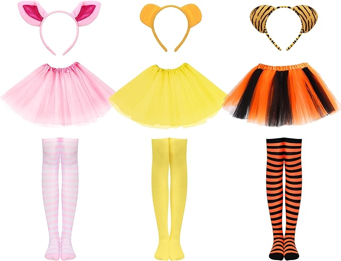 Photo 1 of  3 Set Zoo Animal Costume Set for Women Include Ear Headband Tutu Skirt T Shirt Stocking for Halloween Cosplay
MEDDIUM  