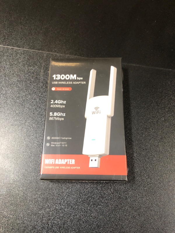 Photo 2 of 
USB WiFi Adapter 1300Mbps USB 3.0 WiFi Wireless Network Adapter Supports Windows 11/10/8.1/8/7, Mac OS 10.9-10.15, Dual 5dBi High Gain Antennas (FACTORY SEALED)

