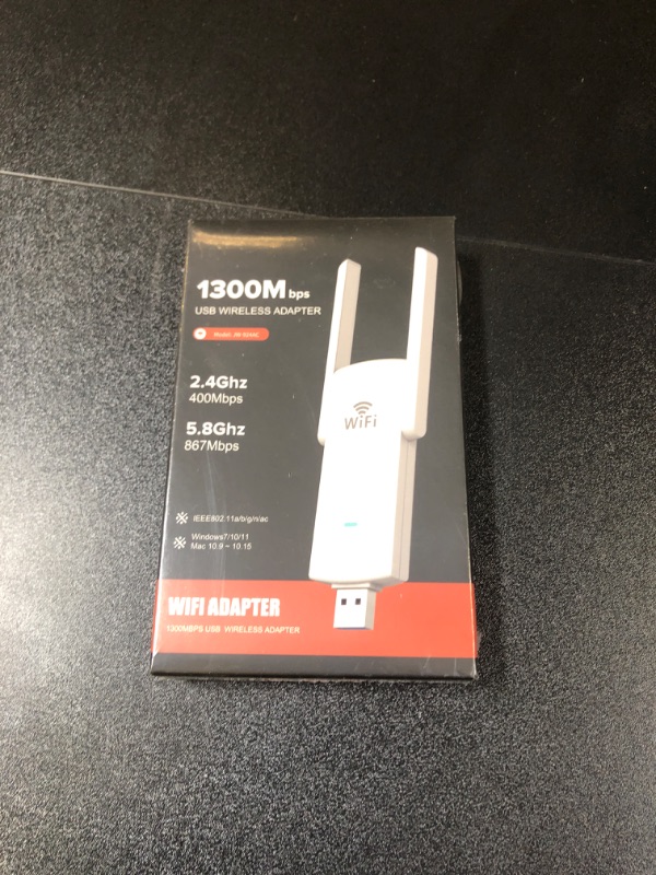 Photo 1 of 
USB WiFi Adapter 1300Mbps USB 3.0 WiFi Wireless Network Adapter Supports Windows 11/10/8.1/8/7, Mac OS 10.9-10.15, Dual 5dBi High Gain Antennas (FACTORY SEALED)
