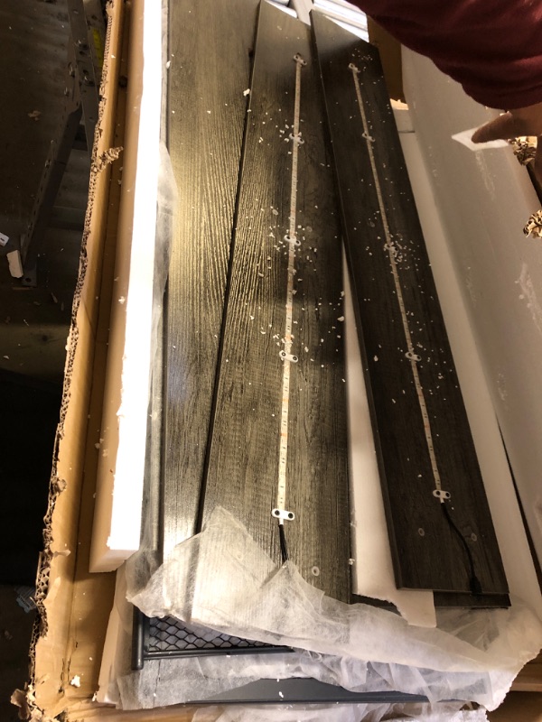 Photo 1 of Unikito L Shaped Computer Desk, Reversible Corner Desk with Power Outlet and LED Strip, L- Shaped Gaming Table with Monitor Stand and Storage Shelf, Ergonomic 2 Person Home Office Work Desk, Black Oak