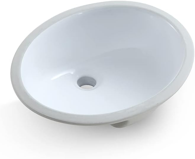 Photo 1 of 17 x14 inch Undermount Oval Bathroom Sink with Overflow Pure White Porcelain Ceramic Lavatory Vanity Bathroom Vessel Sink Basin Drop In Bathroom White Small Sink Wash Basin Vanity Sink