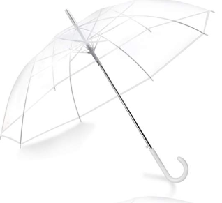 Photo 1 of  Wedding Style Stick Umbrella Large Canopy Windproof Auto Open J Hook Handle in Bulk (Crystal Clear) Transparent 46 Inch 
