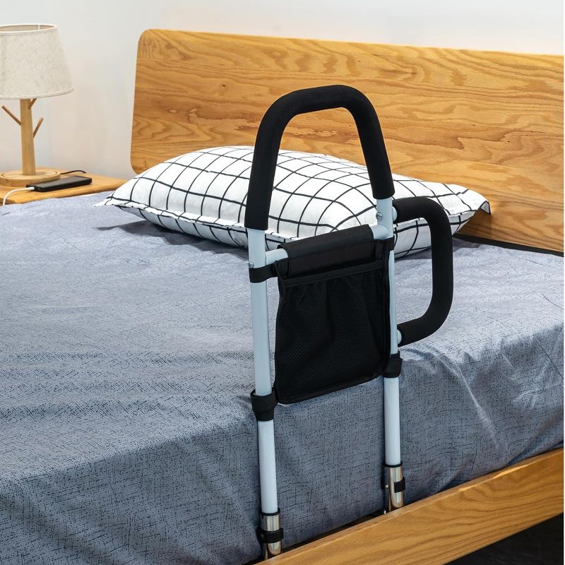 Photo 1 of LEACHOI Bed Rails for Elderly Adults - Bed Assist Rail with Dual Grab Handles for Easily Getting in & Out of Bed, Bed Rail with Storage Pocket, fits King, Queen, Full, Twin - 300lbs
